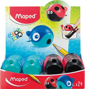 Maped Hegyező display, egylyuk&uacute;, tart&aacute;lyos,  "Croc Croc Easy", katica &eacute;s b&aacute;lna, vegyes form&aacute;k (IMA18113)
