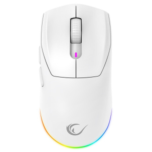 Rampage Vezeték Nélküli Egér - PROTE M5 PRO (Pixart PAW3395, Huano 80M, 26000 DPI, 500mAh, 6 gomb, RGB, Type-C, fehér) (41247)