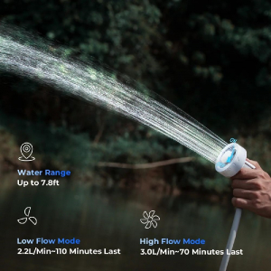 Flextail MAX Shower &ndash; Hordozhat&oacute;, &uacute;jrat&ouml;lthető k&uuml;lt&eacute;ri zuhany, 3,0L/perc v&iacute;z&aacute;raml&aacute;ssal (MS2500-WT-I)