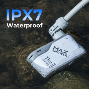 Flextail MAX Shower &ndash; Hordozhat&oacute;, &uacute;jrat&ouml;lthető k&uuml;lt&eacute;ri zuhany, 3,0L/perc v&iacute;z&aacute;raml&aacute;ssal (MS2500-WT-I)