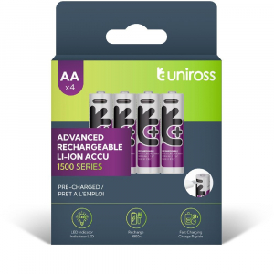 Uniross AA USB-C 1,5V li-ion akkumul&aacute;tor 4db/csomag