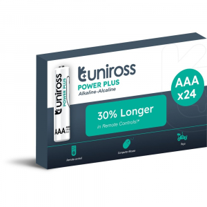 Uniross 1,5V LR03/AAA/mikro tart&oacute;s alk&aacute;li elem POWER PLUS 24db/csomag (UPPAAABX24)