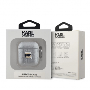 Karl Lagerfeld PU dombor&iacute;tott Karl Head Case AirPods 1/2 k&eacute;sz&uuml;l&eacute;khez ez&uuml;st