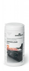 Durable Tiszt&iacute;t&oacute;kendő, műanyag fel&uuml;letre, 100 db,  "SUPERCLEAN BOX 100" (DB570802)