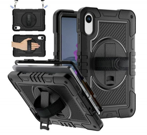 Defender műanyag telefonv&eacute;dő (&uuml;t&eacute;s&aacute;ll&oacute;s&aacute;g, kit&aacute;maszt&oacute;, 360&deg; + k&eacute;zp&aacute;nt, v&aacute;llp&aacute;nt) FEKETE Xiaomi Redmi Pad 2 "Gigapack csomagol&aacute;s" (GP-171820)
