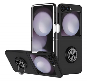Műanyag telefonv&eacute;dő (asztali tart&oacute;, tart&oacute;gyűrű, 360&deg;, m&aacute;gneses) FEKETE Samsung Galaxy Z Flip7 FE (SM-F761) / Galaxy Z Flip6 (SM-F741) "Gigapack csomag