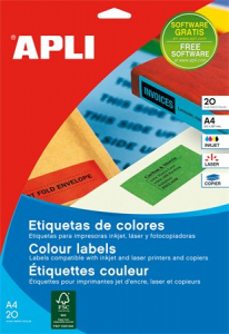 APLI Etikett, 70x37 mm, sz&iacute;nes, , piros, 480 etikett/csomag (LCA1593)