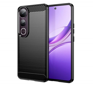 Szilikon telefonv&eacute;dő (&uuml;t&eacute;s&aacute;ll&oacute;s&aacute;g, l&eacute;gp&aacute;rn&aacute;s sarok, sz&aacute;lcsiszolt, karbon minta) FEKETE Vivo V50 Lite "Gigapack csomagol&aacute;s" (GP-171616)