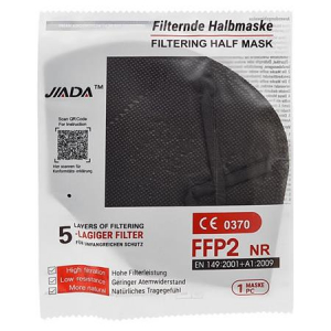 Maszk, FFP2, 5 r&eacute;tegű, 20 db, fekete (ME1035)