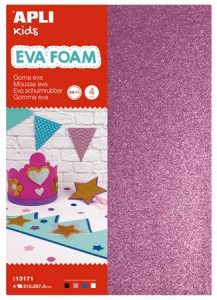 APLI Moosgumi, 210x297 mm, A4, glitteres,  Kids "Eva Sheets", vegyes sz&iacute;nek (LCA13171)