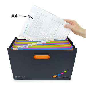 RAPESCO Harmonika irattart&oacute;, A4+, PP, 13 rekeszes,  "SupaFile Plus", fekete (IR1552)