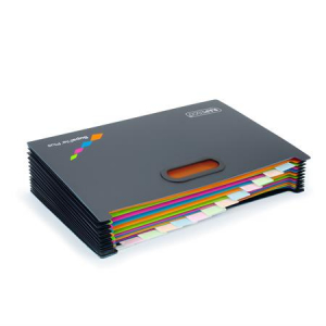 RAPESCO Harmonika irattart&oacute;, A4+, PP, 13 rekeszes,  "SupaFile Plus", fekete (IR1552)