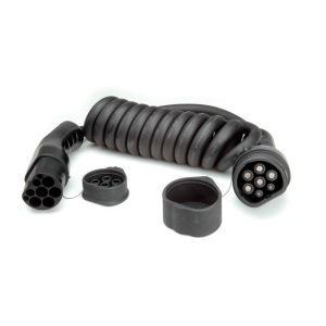 Roline EV K&aacute;bel, Elektromos aut&oacute; t&ouml;ltő k&aacute;bel, Type2, 3 f&aacute;zis&uacute;, 11 kW, spir&aacute;l, 7,5m, fekete (19.08.0047-4)