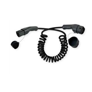 Roline EV K&aacute;bel, Elektromos aut&oacute; t&ouml;ltő k&aacute;bel, Type2, 1 f&aacute;zis&uacute;, 7,4 kW, spir&aacute;l, 5m, fekete (19.08.0035-4)