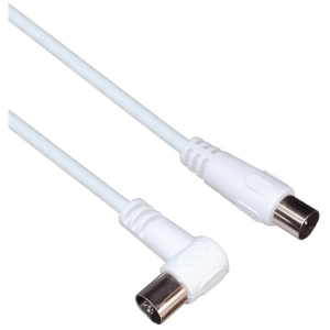 PremiumCord Antenna k&aacute;bel, koax, 90&deg; hajl&iacute;tott csatlakoz&oacute;, TV-hez, 10m, feh&eacute;r (KTMF10U)