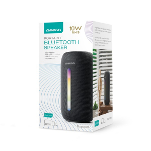 OMEGA Hangszóró 10W Bluetooth V5.1, hordozható, RMS, RGB, fekete (OGQ156)