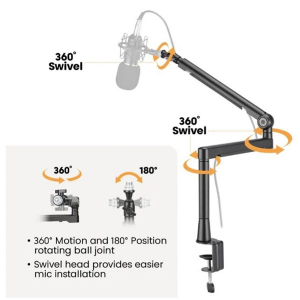 Roline Mikrofon &aacute;llv&aacute;ny, asztali, Professzion&aacute;lis, Aluminium, Gamereknek &eacute;s tartalomgy&aacute;rt&oacute;knak (17.03.0117-5)