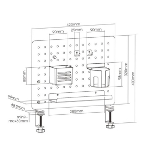 Value Asztalra szor&iacute;that&oacute; t&aacute;bla, opcion&aacute;lis tart&oacute;elemekkel, Clamp Mount Pegboard, Gamer / Office / Irodai, feh&eacute;r (17.99.0098-4)