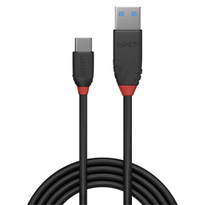 Lindy K&aacute;bel USB 3.2 Gen1 A - C Black Line, M/M  0,15m, fekete (36914)