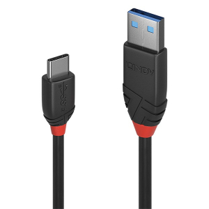 Lindy K&aacute;bel USB 3.2 Gen1 A - C Black Line, M/M  0,15m, fekete (36914)