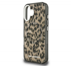 CG MOBILE KARL LAGERFELD IML LEOPARD MAGSAFE szilikon telefonv&eacute;dő (&uuml;t&eacute;s&aacute;ll&oacute;s&aacute;g, kamerav&eacute;dő, MagSafe, leop&aacute;rd minta) BARNA Apple iPhone 16 (KLHMP16SHDL