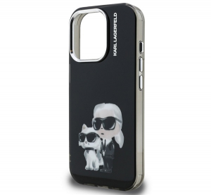 CG MOBILE KARL LAGERFELD IML AQUARELLE KARL AND CHOUPETTE szilikon telefonv&eacute;dő (&uuml;t&eacute;s&aacute;ll&oacute;s&aacute;g, kamerav&eacute;dő) FEKETE Apple iPhone 15 Pro (KLHCP15LHMKCAQK)