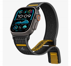 Spigen ATHLEX p&oacute;tsz&iacute;j (egyedi m&eacute;ret, nagy, nylon, t&eacute;pőz&aacute;ras, l&eacute;g&aacute;teresztő, SPORT) FEKETE Apple Watch Series 5 44mm / Watch Series 4 44mm / Watch Serie