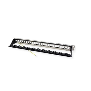 Roline Patch panel STP 19", 24 port, kapcsos r&ouml;gz&iacute;t&eacute;si lehtős&eacute;ggel, fekete (26.11.0390-5)