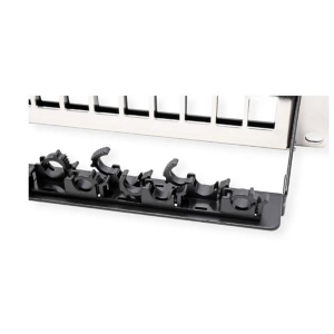 Roline Patch panel STP 19", 24 port, kapcsos r&ouml;gz&iacute;t&eacute;si lehtős&eacute;ggel, fekete (26.11.0390-5)