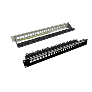 Roline Patch panel STP 19", 24 port, kapcsos r&ouml;gz&iacute;t&eacute;si lehtős&eacute;ggel, fekete (26.11.0390-5)
