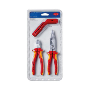 KNIPEX Fog&oacute; &eacute;s multifunkci&oacute;s k&aacute;belcsupasz&iacute;t&oacute; k&eacute;szlet, 3 r&eacute;szes, 1000 V szigetelt (00 31 30 BK V01)