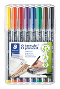 STAEDTLER Alkoholos marker k&eacute;szlet, OHP, 0,4 mm,  "Lumocolor 313 S", 8 k&uuml;l&ouml;nb&ouml;ző sz&iacute;n (TS313WP8)