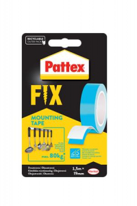 HENKEL Ragaszt&oacute;szalag, k&eacute;toldalas, 19 mm x 1,5 m,  "Pattex Fix 80 kg", k&eacute;k (IH1684211)