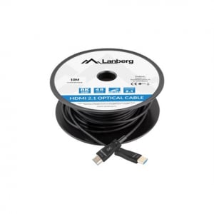 Lanberg HDMI v2.1 M/M 8K@60Hz DSC haszn&aacute;lat&aacute;val, &ouml;sszek&ouml;tő AOC k&aacute;bel - 10 m&eacute;ter (CA-HDMI-30FB-0100-BK)