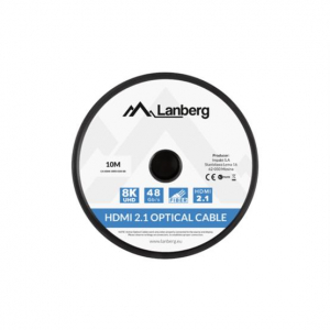 Lanberg HDMI v2.1 M/M 8K@60Hz DSC haszn&aacute;lat&aacute;val, &ouml;sszek&ouml;tő AOC k&aacute;bel - 10 m&eacute;ter (CA-HDMI-30FB-0100-BK)