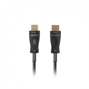 Lanberg HDMI v2.1 M/M 8K@60Hz DSC haszn&aacute;lat&aacute;val, &ouml;sszek&ouml;tő AOC k&aacute;bel - 10 m&eacute;ter (CA-HDMI-30FB-0100-BK)