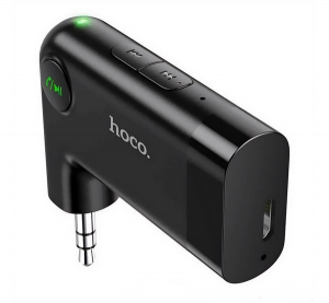 Hoco E53 bluetooth FM transmitter microUSB aljzat (v5.3, 3.5mm jack, mikrofon) FEKETE (E53_B)