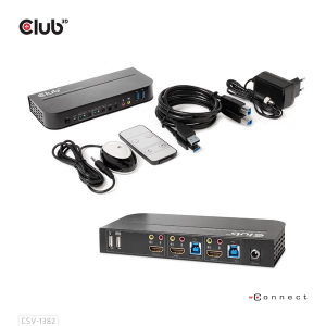 Club3D KVM Switch -  (Dual HDMI, 4K60Hz, USB, PC KVM funkci&oacute;, HDR, 3D t&aacute;mogat&aacute;s) (CSV-1382)