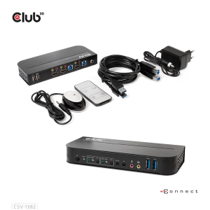 Club3D KVM Switch -  (Dual HDMI, 4K60Hz, USB, PC KVM funkci&oacute;, HDR, 3D t&aacute;mogat&aacute;s) (CSV-1382)