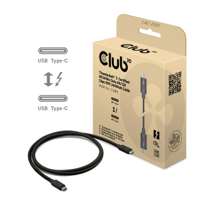 Club3D K&aacute;bel -  (Thunderbolt 5 USB-C to USB-C, 240W, 80/120 Gbps, EPR, 8K240Hz, 1m) (CAC-2501)