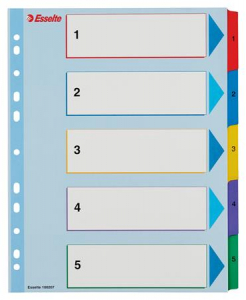 Esselte Regiszter, lamin&aacute;lt karton, A4 maxi, 1-5, &uacute;jra&iacute;rhat&oacute;,  (E100207)