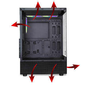 Spirit Of Gamer Sz&aacute;m&iacute;t&oacute;g&eacute;ph&aacute;z - SPECTRA Black (fekete, ablakos, 3x12cm ventil&aacute;tor, als&oacute; t&aacute;p,  ATX, 1xUSB3.0, 2xUSB2.0) (8302RA)