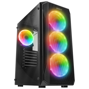 Everest Számítógépház - X-RACER (fekete; üveg; ATX; alsó táp; 4x120mm LED, 1xUSB3.0 + 2xUSB2.0) (42432)