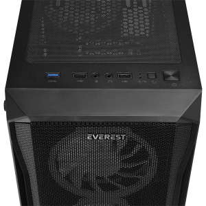 Everest Számítógépház - X-RACER (fekete; üveg; ATX; alsó táp; 4x120mm LED, 1xUSB3.0 + 2xUSB2.0) (42432)