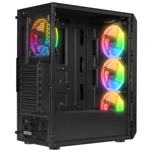 Everest Számítógépház - X-RACER (fekete; üveg; ATX; alsó táp; 4x120mm LED, 1xUSB3.0 + 2xUSB2.0) (42432)