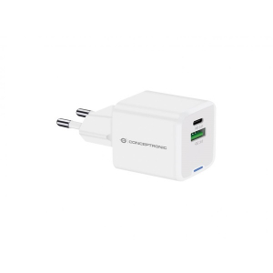 Conceptronic telefon t&ouml;ltő adapter -  (USB-C+USB-A, 20W, feh&eacute;r) (ALTHEA15W)