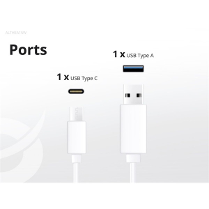 Conceptronic telefon t&ouml;ltő adapter -  (USB-C+USB-A, 20W, feh&eacute;r) (ALTHEA15W)