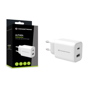 Conceptronic telefon t&ouml;ltő adapter -  (USB-C+USB-A, 33W, feh&eacute;r) (ALTHEA11W)