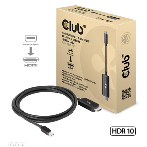 Club3D &Aacute;talak&iacute;t&oacute; -  (Mini DisplayPort 1.4 to HDMI 4K120Hz / 8K60Hz HDR10+, 1.8m) (CAC-1187)
