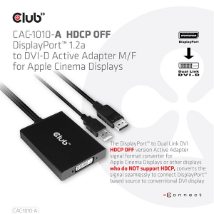 Club3D &Aacute;talak&iacute;t&oacute; - CAC-1010 (DisplayPort to Dual Link DVI-D, akt&iacute;v, 4K30Hz, HDCP ON) (CAC-1010-A)